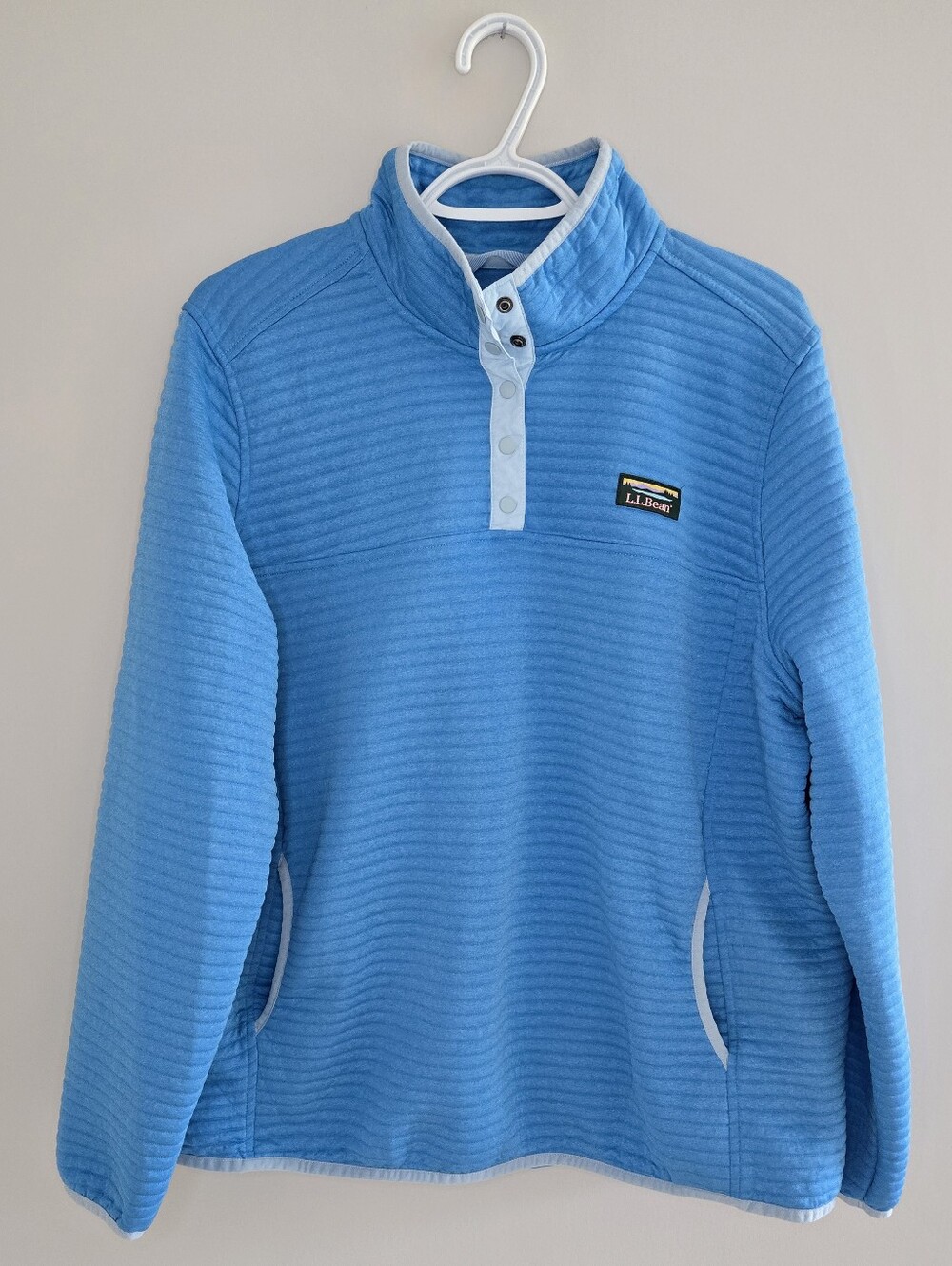 L.L. Bean Light Blue Ribbed Fleece Zip Pullover - Size 2X